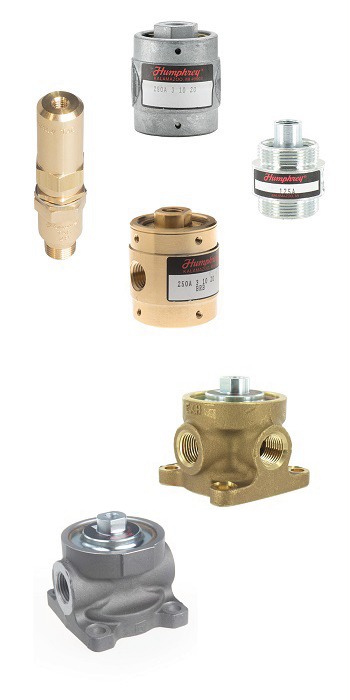 Assorted air piloted valves with 2-, 3- or 4-way ports