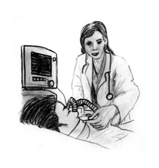 Sketch of Doctor using ventilation valve