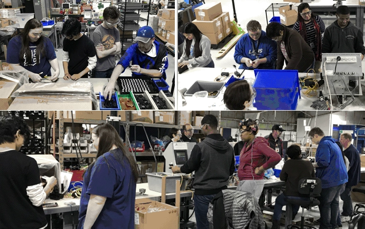 Photo collage of kids working on projects