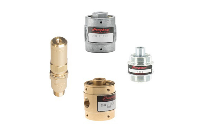 Small silver & bronze 2- and 3-way air piloted valves